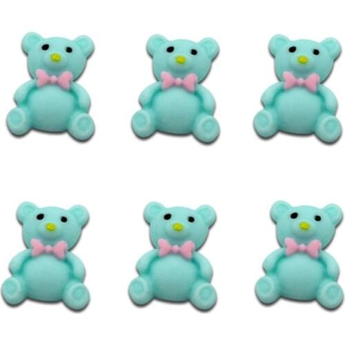 30Pcs Lovely Light Blue Animal Bear Resin Decoration Crafts Beads Flatback Cabochon Scrapbook DIY Embellishments Accessories