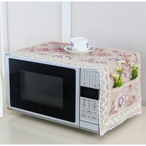 Household Kitchen Microwave Cover Linen Fabric Dust-Proof And Oil-Proof Microwave Oven Protective Cover Kitchen Accessories