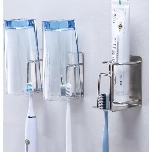 Household Merchandises Bathroom Products Stainless Steel touch type Toothbrush Toothpaste Holders Viscose Storage Hook
