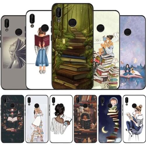 Books painting art black soft Phone Case for huawei P40 P30 P20 P10 Pro lite P9 Lite nova 4E 6SE Psmart 2019 Y6 9 Prime