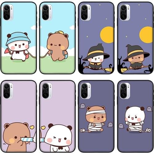 Phone Case For Xiaomi Mi 11 10 Lite 10T Pro Case Cartoon couple bear Cover Redmi Note 9 8 K40 K30 Pro fashion Cases