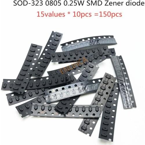 SOD-323 0805 0.25W SMD Zener diode Assorted Kit 15values * 10pcs =150pcs