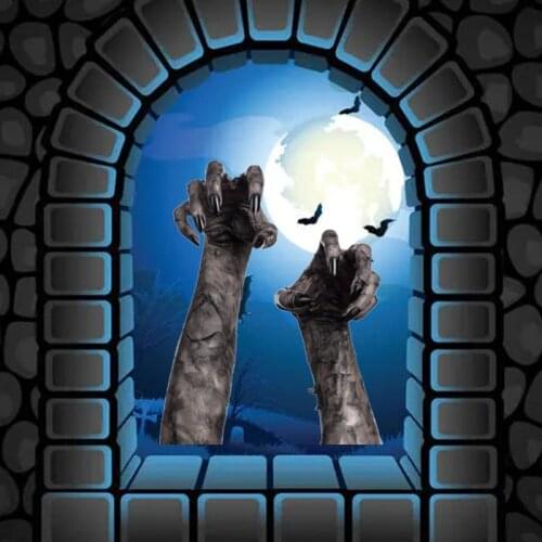 Wall Sticker Halloween Decoration 3D View Scary Ghost Hand Horror Decals Removable Self-adhesive PVC Scary Wall Decals DIY Decor