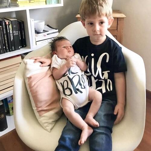 Big Bro Sis and Lil Bro Brother Family Look Tshirt and Rompers Kids Baby Boys Matching Tshirt Brother White Casual Matching Tops