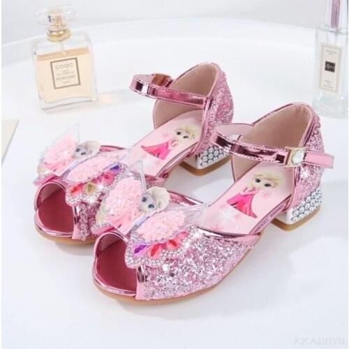 Frozen Princess Elsa Child Girls Sandals Summer Crystal Sandals Small Middle Big Childrens Party Shoes