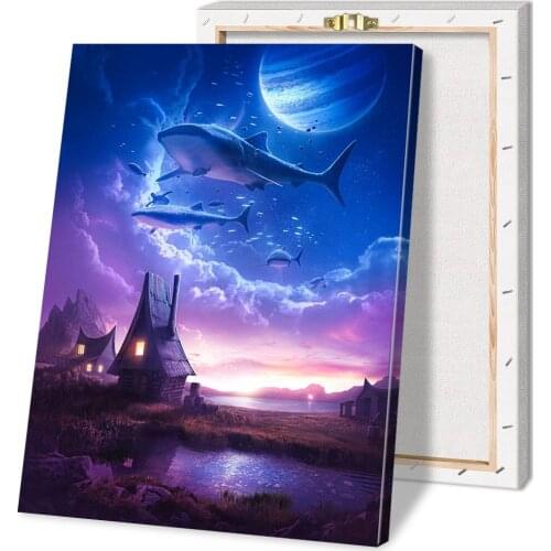 Canvas Art Print Mystical Worlds Poster Wall Art Painting Picture for Living Room Decor Hanging Painting Framed