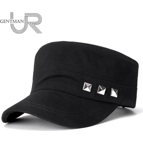 New Solid Color Military Caps Men Summer Outdoor Hat Adjustable Army Cap Small Iron Design Simple Flat Top Cap