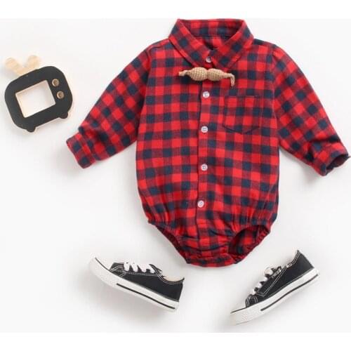 Baby onesies baby clothes autumn and winter plaid male baby long-sleeved shirt baby romper newborn jumpsuit cotton girl onesies