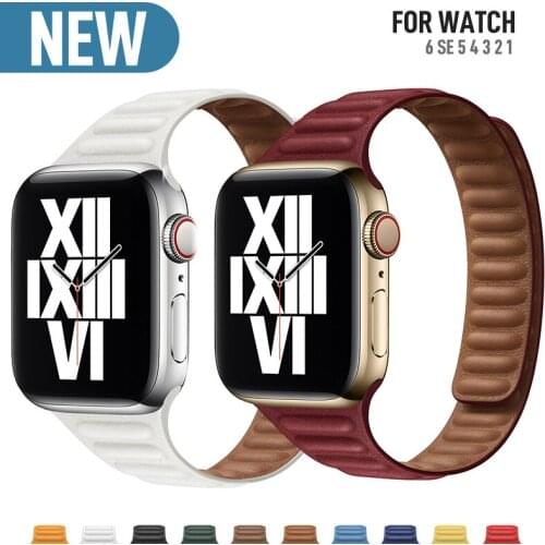 Leather loop for Apple Watch band 44mm 40mm iWatch band 38mm 42mm Magnetic watch bracelet for Apple watch strap series 3 4 5 6 2