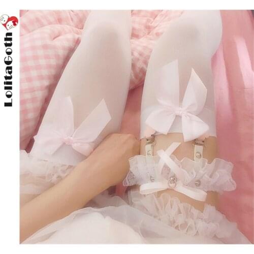 LolitaGoth Japanese Girls Lace Suspender Socks Clip European and American Leg Ring Garter Heart Sexy Thigh Ring Accessories