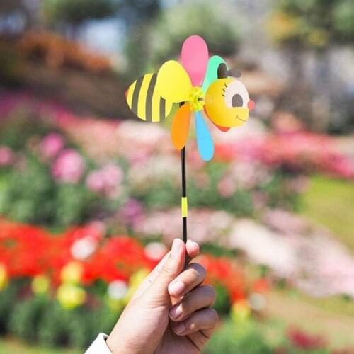 Hot 6Pcs Bee Wind Spinners Pinwheels 3D Animal Windmills Garden Stakes Ornaments for Lawn Yard Patio Party Decor