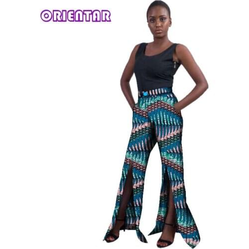 Fashion Pants Women African Wax Print Split Pants Traditional African Clothing Cotton African Women Long Pants Custom WY2971