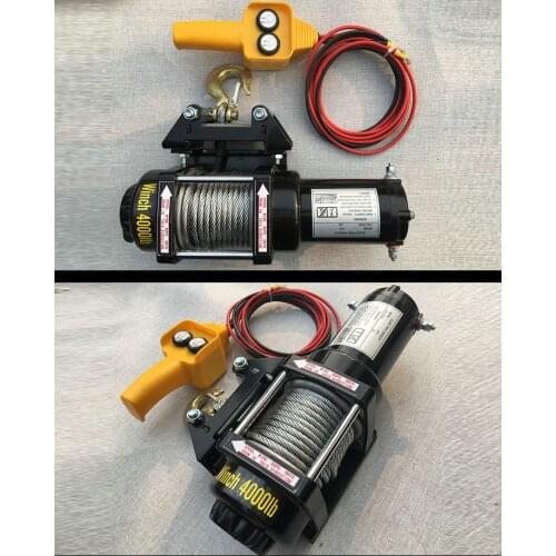 12V24V ATV Motor 4000LB Electric Winch Wire Rope Recycling Winch Traction Cable Traction Kit Outdoor Cross Country Crane
