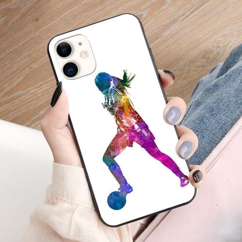 Girl football player silhouette soft TPU border phone case for iphone 11PRO MAX 11 X XS XR XSMAX 6 plus 7 7plus 8 8plus cover
