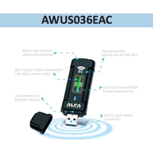 ALFA AWUS036EAC RTL8812AU Chipset Dual-band 2.4G/5GWIFI Adapter High Power Suitable For BT5 (BackTrack 5) Kali Linux
