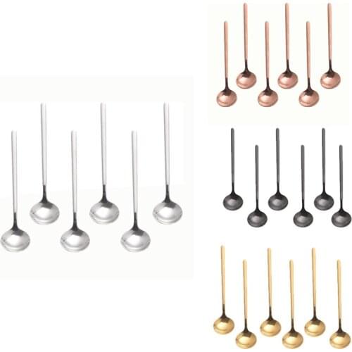 Stainless Steel 6Pcs Espresso Spoons Teaspoons for Coffee Sugar Dessert Cake Ice Cream Soup Antipasto