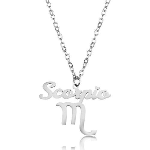 New Hot Selling Stainless Steel Ornament European 12 Constellation Fashion Scorpio Necklace Pendant