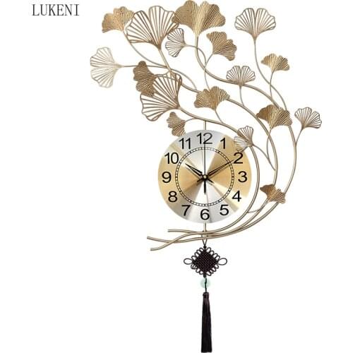 New Chinese Style Creative Wall Clock Living Room Home Mute Clock Wall Hanging Porch Decorative Clock Light Luxury Wall Watch