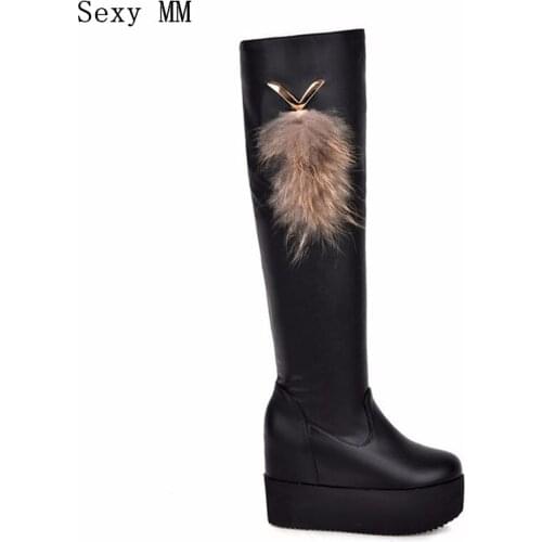 Autumn Winter Warm Platform Wedges High Heel Boots Women Over-the-Knee Boots Woman Thigh High Boots Plus Size 34-40.41.42.43