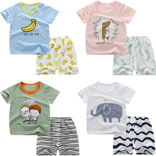 New Kids Pajamas Sets Boys Cartoon Elephant Styling Baby Kids Pijama Infantil Pyjama Girl Home Clothes Children Summer Sleepwear