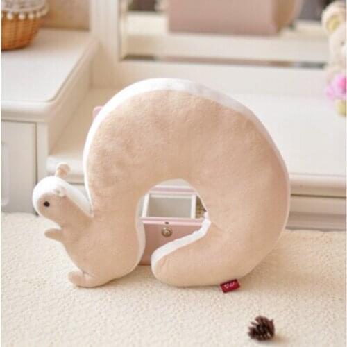Plush Pillow Cushion Pattern Car Plush Protection1PC Animals Squirrel Pillows U Shaped Foam Particles Pillows travel Plush neck