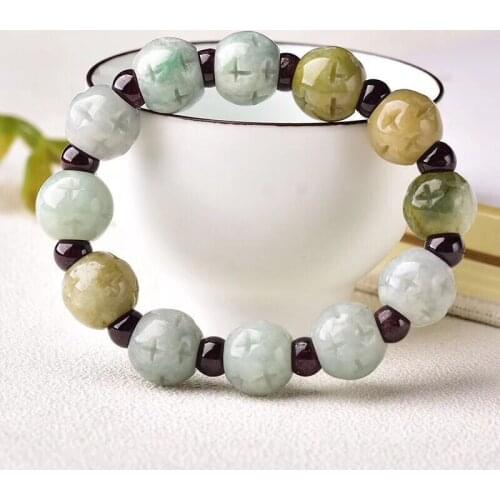 Drop Shipping Natural Stone Bracelets 13mm Carved Lotus Bead Bracelets for Men Women Stone Bracelet Fashion Jewelry