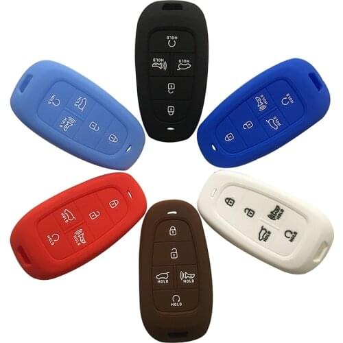 5 Buttons Skin Key Holder Set Shell Silicone Case Car Key Cover for Hyundai Sonata 2019 DN8 Remote Control Key Cover Case Fob
