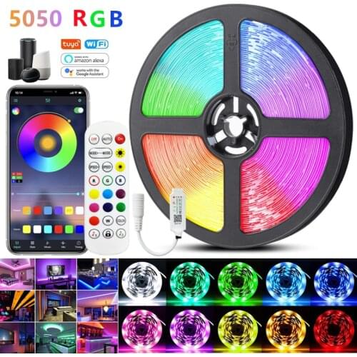 Led Strip Verlichting Alexa Wifi Voice Control Tuya Smart Lamp 12V Rgb 5050 NO Waterdicht Luz Flexibele Luces Voor Thuis tira Fe