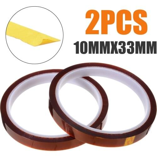 2Pcs 10mm x 33m High Temperature Heat Resistant Adhesive Tape Brown Polyimide Tape For 3D Printer Parts Accessories