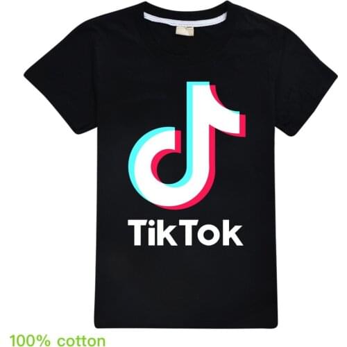Tik Tok Summer Girls Kids Cute Cartoon Print T Shirt Children Baby Cotton Short Sleeve T-shirt Tees Tops