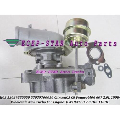 Free Ship K03 50 24 53039880024 0375G3 0375G4 0375C9 0375F5 9640168280 9632124680 Turbo For Citroen Xantia 406 607 2.0L DW10ATED