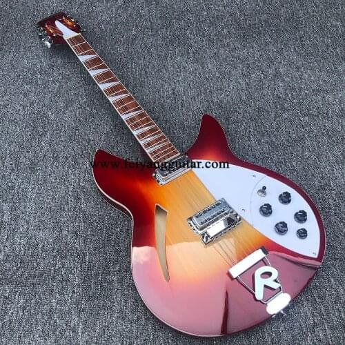 High-quality 360 electric guitar, 12-string F-hole guitar, red paint, bright fingerboard, color customizable, postage