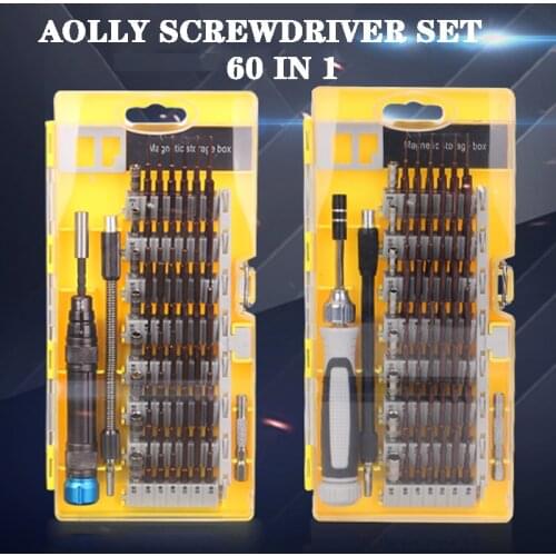High Quality 60 in 1 Aluminum Handle Precision Screwdriver Set 58pcs S2 Bits Repair Maintenance Tool For Phone Tablet