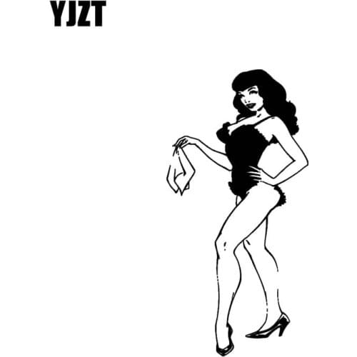 YJZT 6.4*13CM Sexy Girl Smiling Car Sticker Black/Silver Vinyl Zero Defect Decal Fantastic Style Fashion Design C20-0512