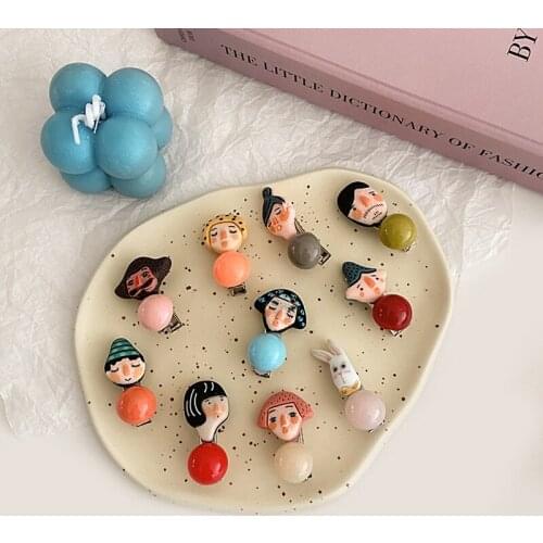 New Girls Cute Cartoon Small People Ball Hairpins Sweet Hair Decorate Clip Creativity Barrette Headband Fashion Hair Accessories