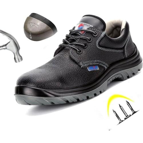 Safety Shoes Men Waterproof Leather Lace Up Steel Toe Anti Smashing Puncture-resistant Indestructible Outdoor Tooling Work Boots
