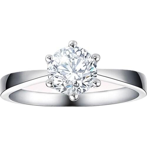 Classic Sixclaw Real 925 Sterling Silver Ring Women Carat Diamond Luxury Jewelry Exquisite Gift Elegant Wedding Engagement Party