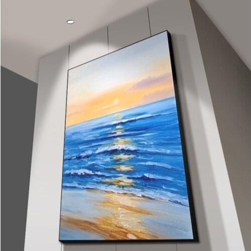 100% Hand Painted Original Abstract Seascape paintings WIth Thickness Oil Knife Painting Canvas For Home Decoraiton