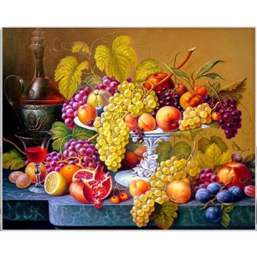 2019 Fruit Diamond Embroidery Kitchen Wall Decor round and Square Diamond Painting Crystal Mosaic Picture of Rhinestone for gift