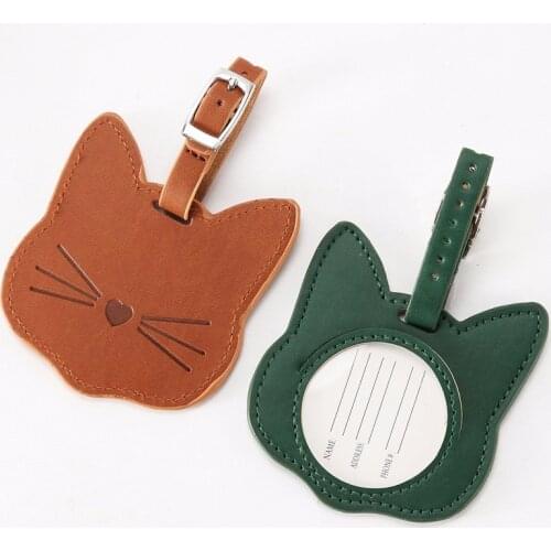 2021 Lovely Mini Cat Suitcase Bag Tag Name Address Holder Baggage ID Label Boarding Tag Portable Label Bag Travel Accessories