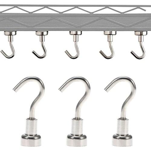 4pcs Magnetic Hooks Powerful Heavy Duty Neodymium Magnet Refrigerator Surfaces Not Scratch GQ
