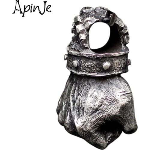 Apinje 925 Sterling Silver Pendant Necklace for Men Hip Hop Boxing Rock Style Jewelry
