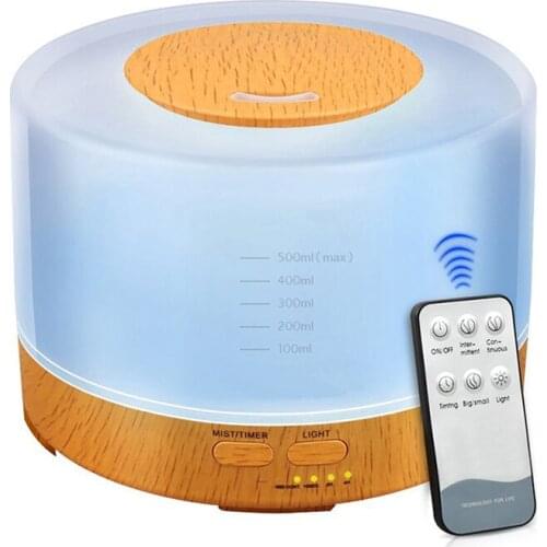 550ML Aromatherapy Essential Oil Diffuser Aroma Air Humidifiers Wood Grain Ultrasonic Cool Mist Maker with Remote Control