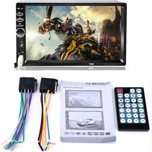 Double 2 Din Car Video Player 7 inch Touch Screen Multimedia player MP5 Player USB FM Bluetooth Support Rear View Camera 7018B