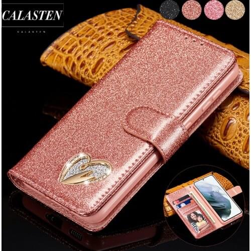 3D Sparkle Case For Samsung Galaxy A52 A72 A12 A21S A51 A71 A70 A50 A40 A20 E A520 A6 A7 A8 2018 Bling Wallet Flip Leather Cover