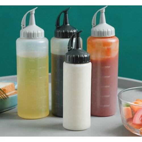 Condiment Squeeze Bottles For Ketchup Mustard Mayo Hot Sauces Olive Oil Bottles Kitchen Bar BBQ Tool Gadget Leak Proof Nozzle