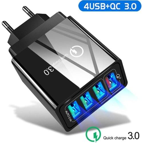 Home Travel Portable 48W QC3.0 Fast Charging 4 USB Ports Charger Power Adapter