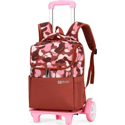 Children School Bag Camouflage Kids Wheeled Bag Travel Luggage Rolling Backpack Boys Girls Waterproof Trolley Backpack