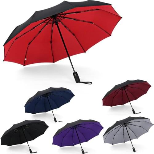 Double Layer 10-rib Automatic Umbrella Rainproof Windproof UV Protection Travel Umbrella For Men Women