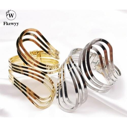 Fkewyy New Fashion Charm Plated Bangles Women 2 Color Luxury Jewelry Gothic Snake Bracelet Geometric Party Gift Girl Jewellery